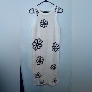 Wild Fable Floral Knit Midi Dress Blue Large